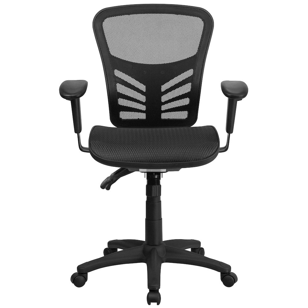 Mid-Back Black Mesh Multifunction Executive Swivel Office Chair. Picture 10