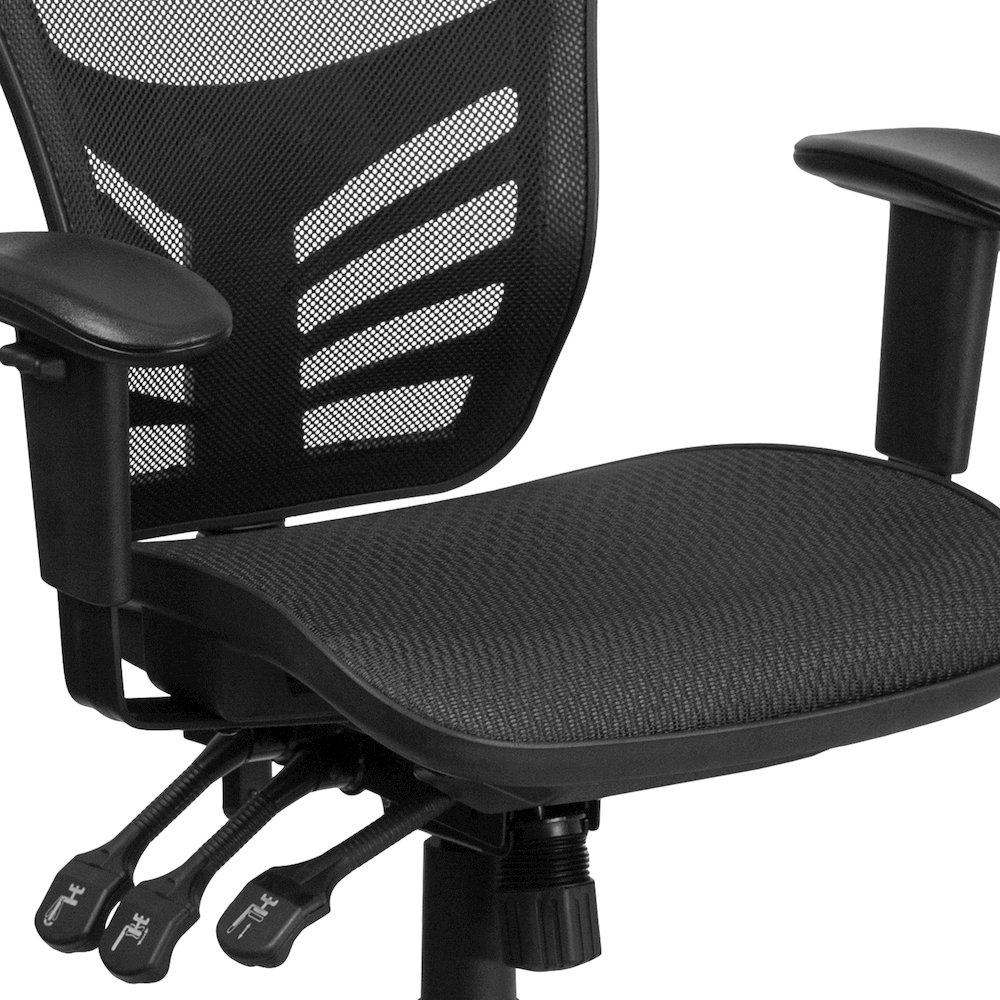 Mid-Back Black Mesh Multifunction Executive Swivel Office Chair. Picture 11
