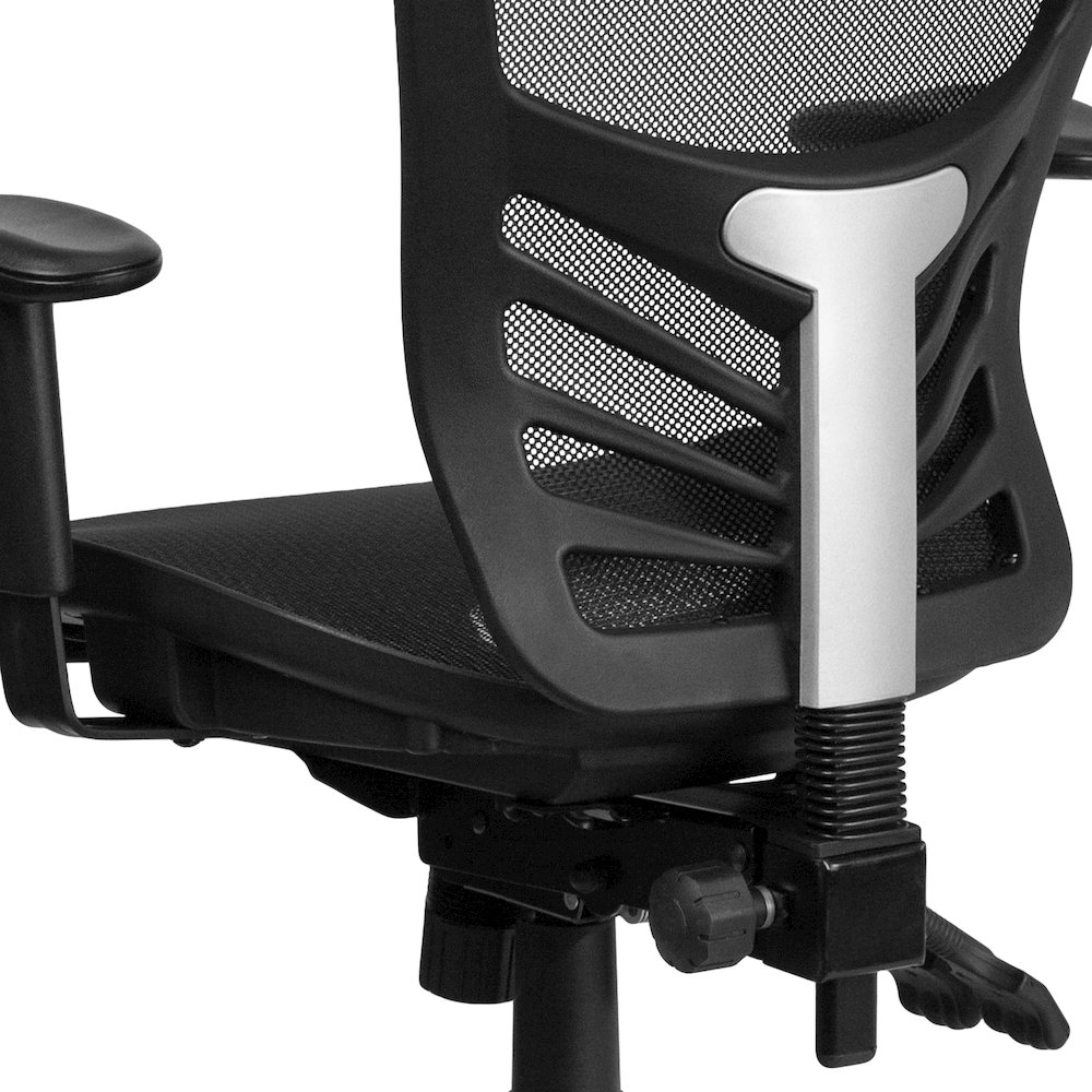 Mid-Back Black Mesh Multifunction Executive Swivel Office Chair. Picture 8