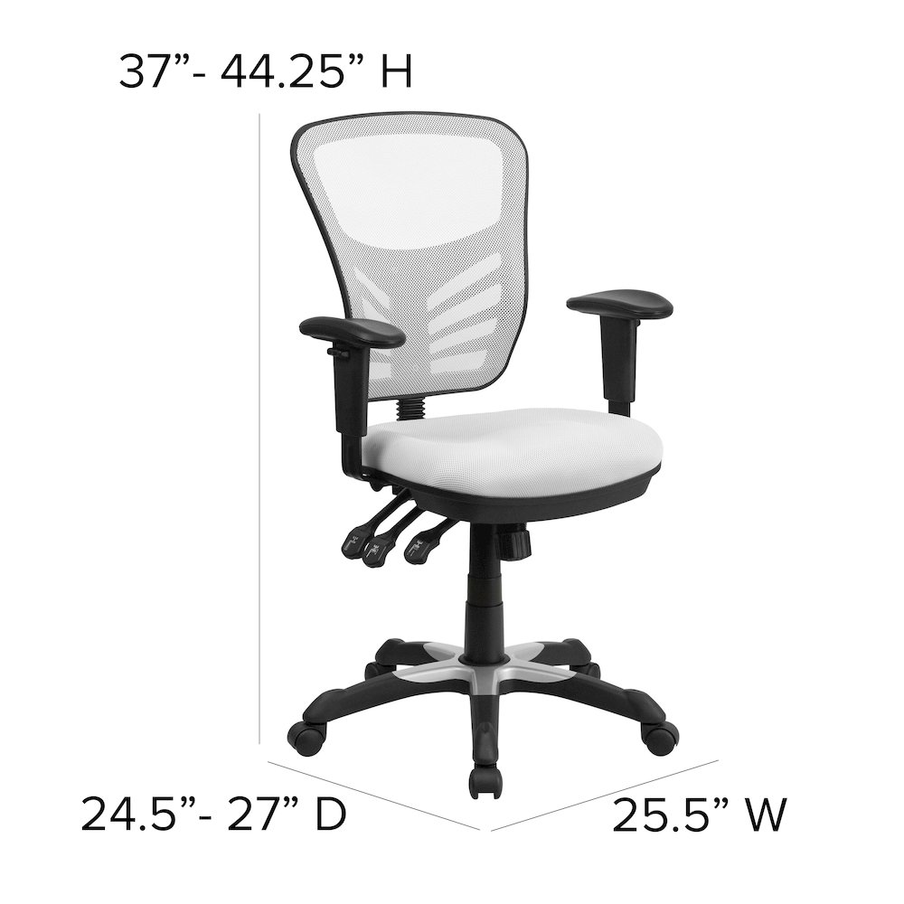 Mid-Back White Mesh Multifunction Executive Swivel Office Chair. Picture 7