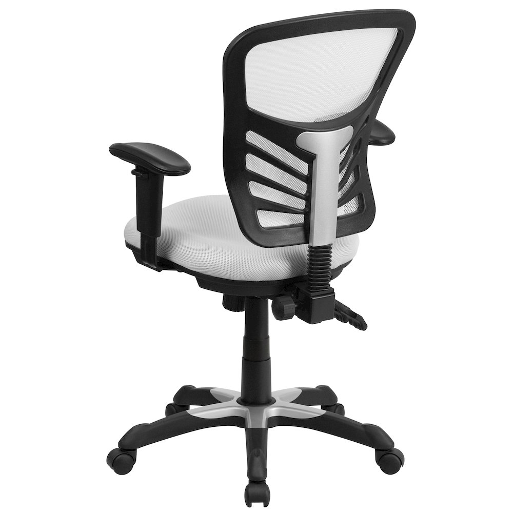 Mid-Back White Mesh Multifunction Executive Swivel Office Chair. Picture 8
