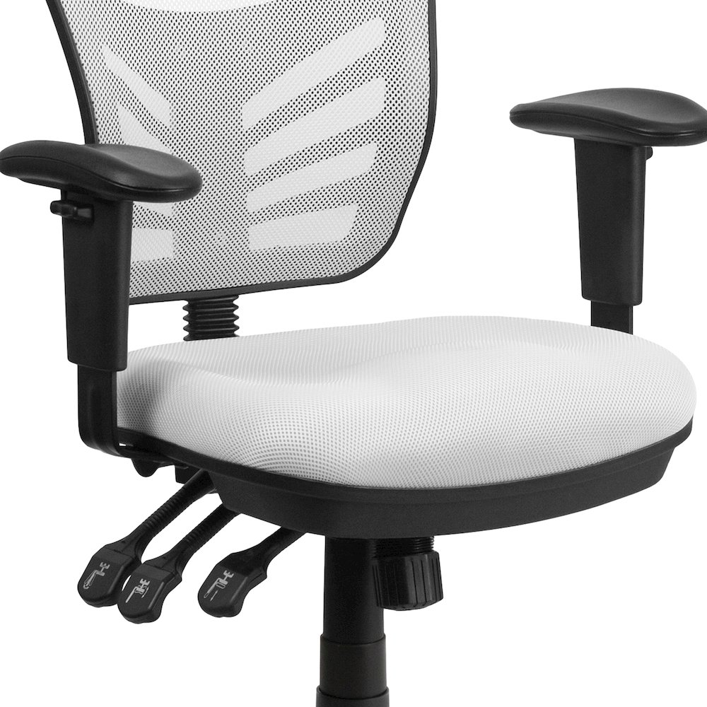 Mid-Back White Mesh Multifunction Executive Swivel Office Chair. Picture 12