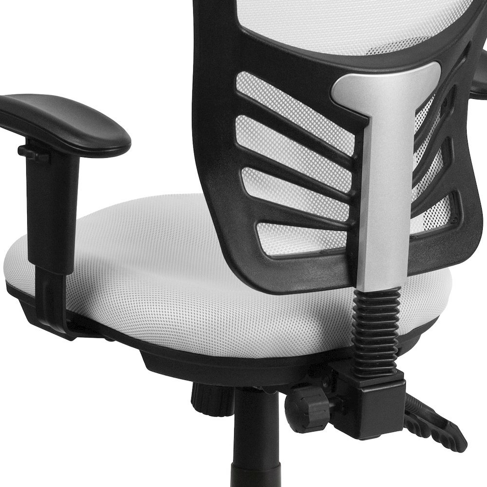 Mid-Back White Mesh Multifunction Executive Swivel Office Chair. Picture 9