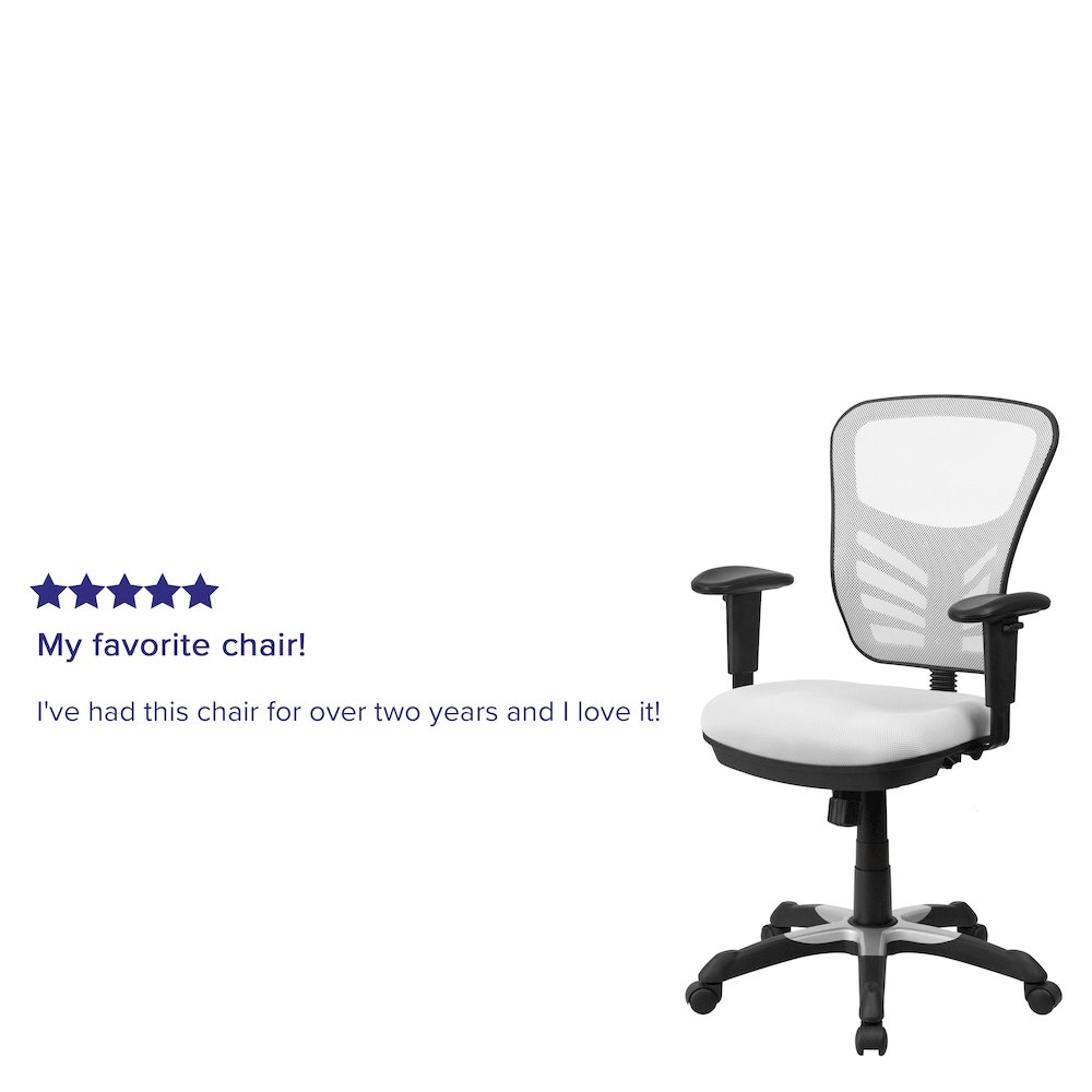 Mid-Back White Mesh Multifunction Executive Swivel Office Chair. Picture 5