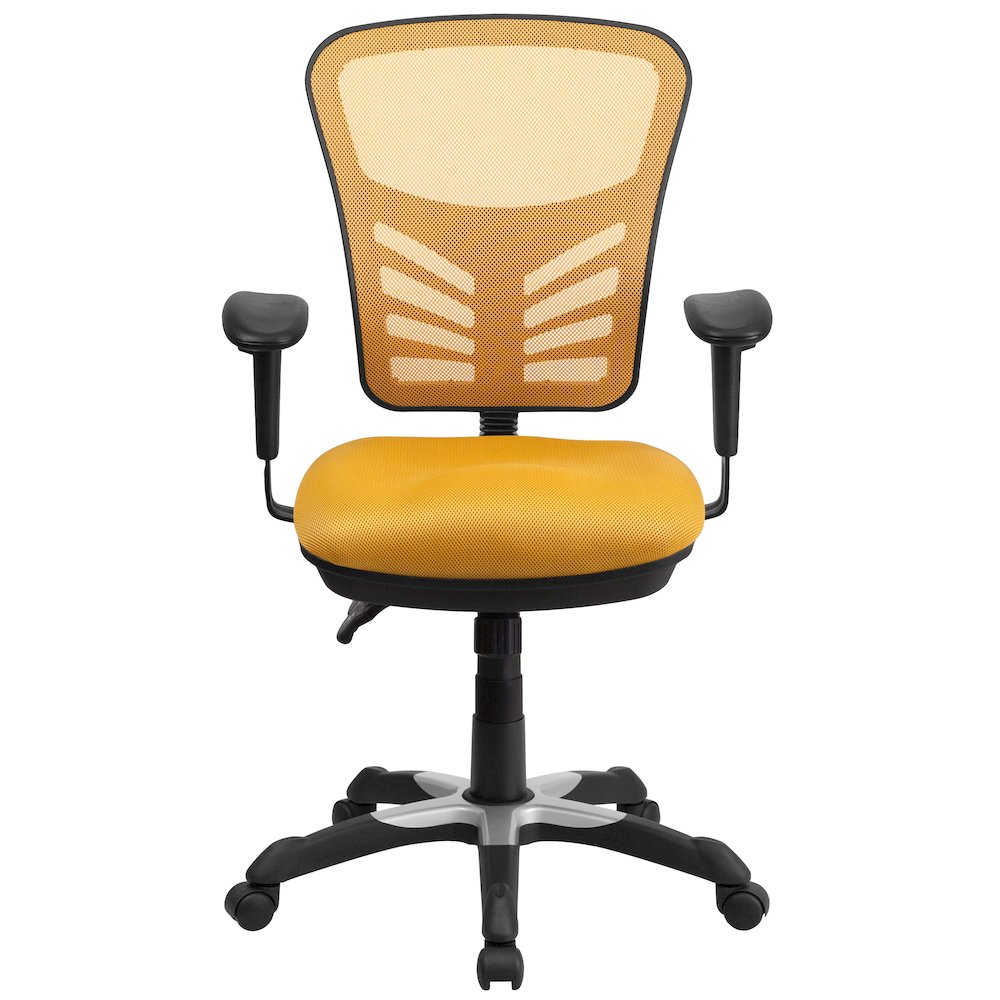 Mid-Back Yellow-Orange Mesh Multifunction Executive Swivel