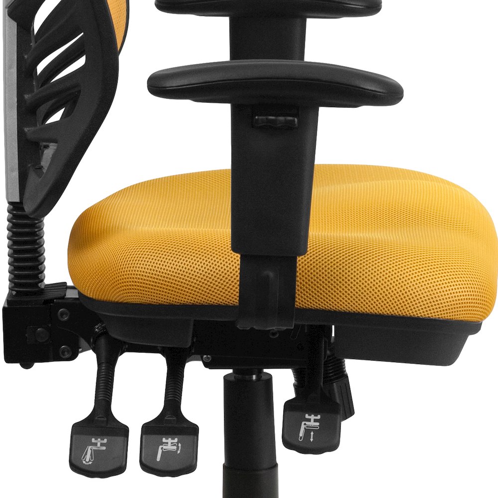 Mid-Back Yellow-Orange Mesh Multifunction Executive Swivel Office Chair. Picture 12