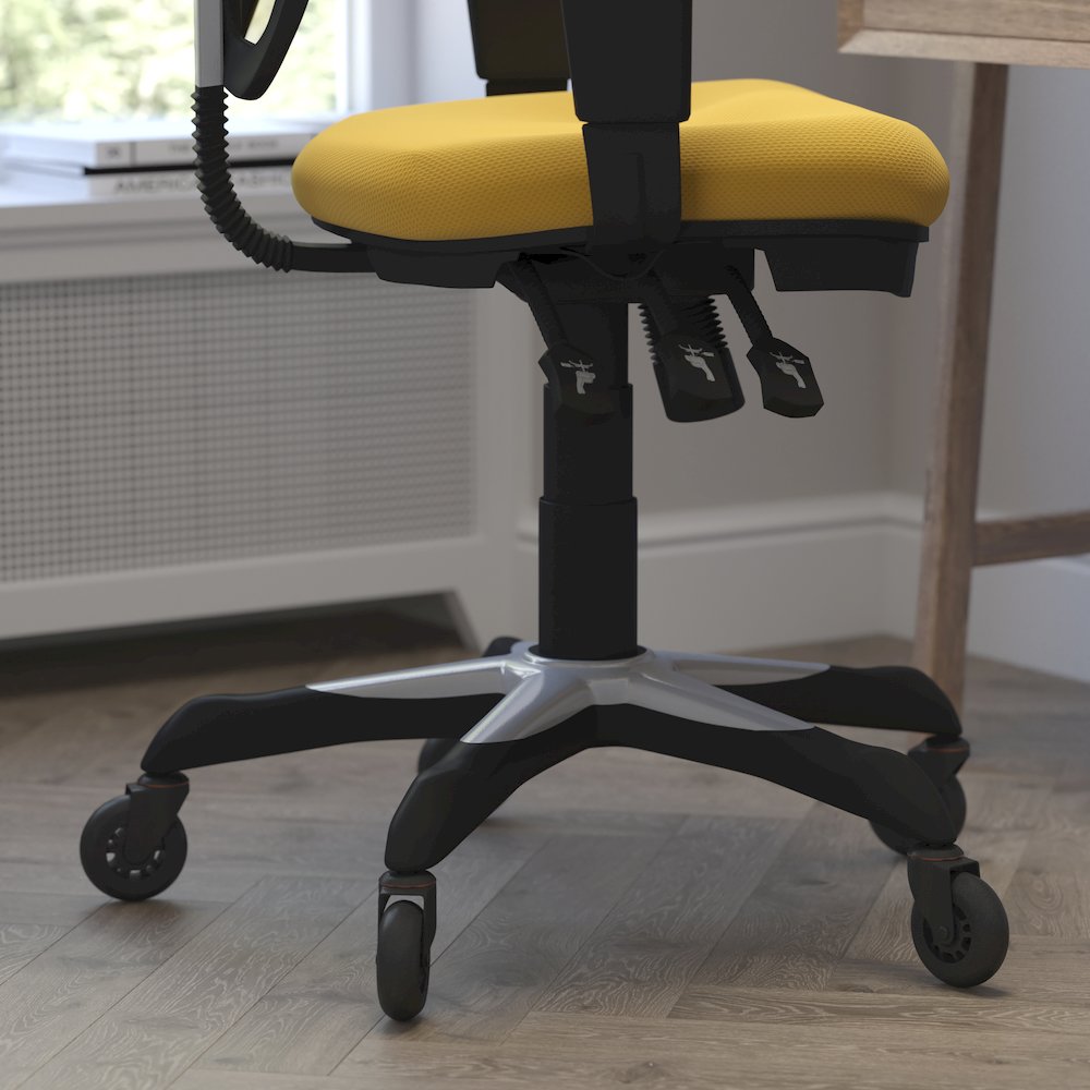 Mid-Back Yellow-Orange Mesh Multifunction Executive Swivel Office Chair. Picture 7