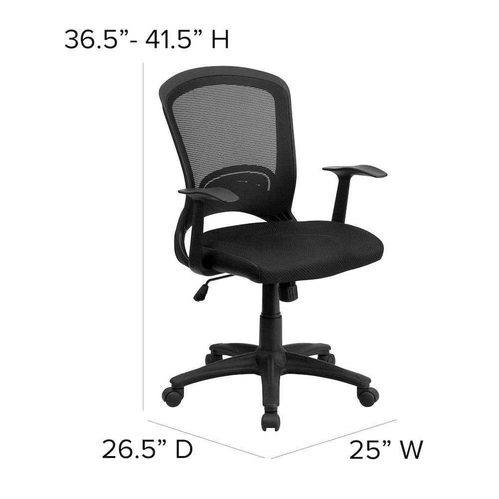 Mid-Back Designer Black Mesh Swivel Task Office Chair with Arms. Picture 7