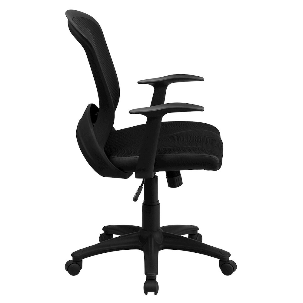 Mid-Back Designer Black Mesh Swivel Task Office Chair with Arms. Picture 10