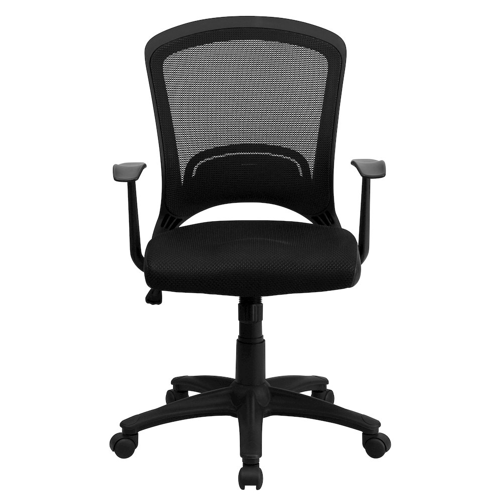 Mid-Back Designer Black Mesh Swivel Task Office Chair with Arms. Picture 11