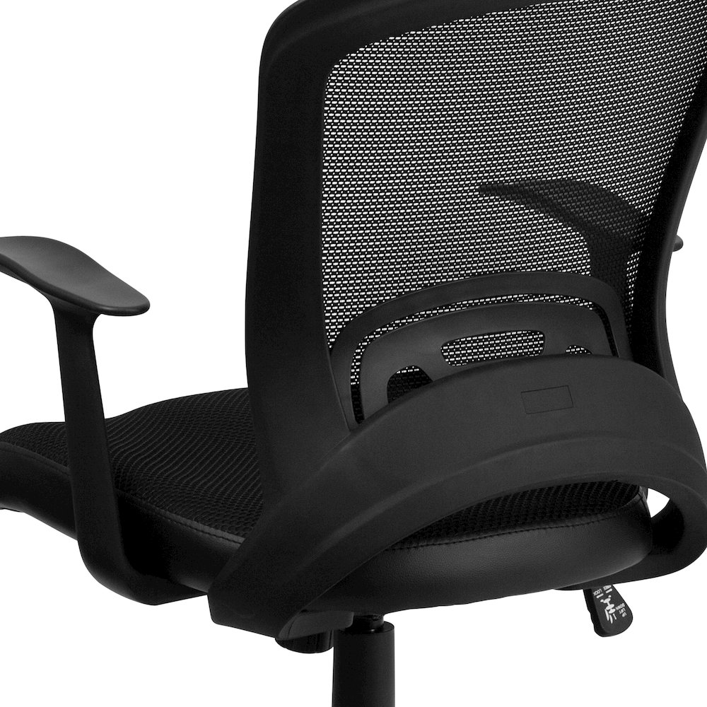 Mid-Back Designer Black Mesh Swivel Task Office Chair with Arms. Picture 9