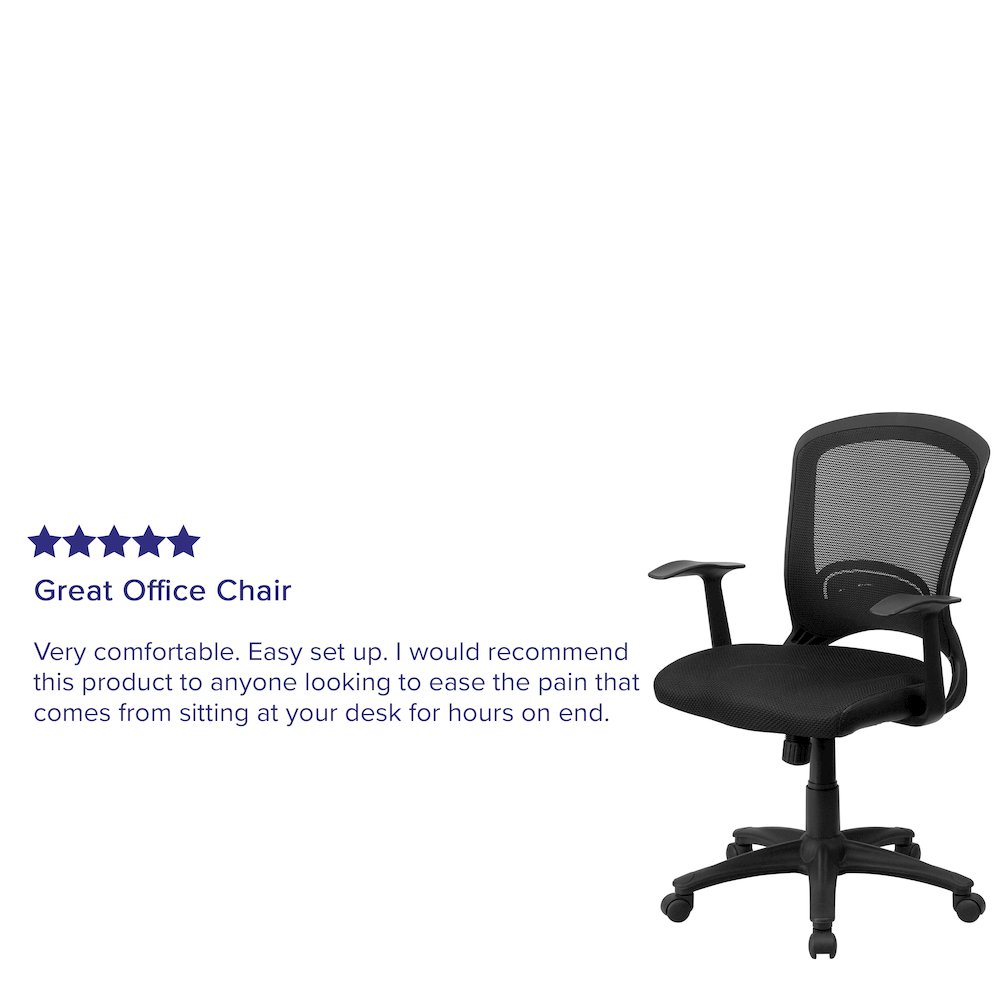 Mid-Back Designer Black Mesh Swivel Task Office Chair with Arms. Picture 5