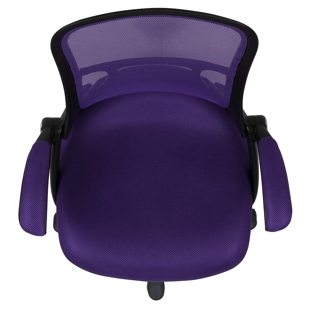 High Back Purple Mesh Swivel Office Chair with Black Frame and Flip-up Arms. Picture 12