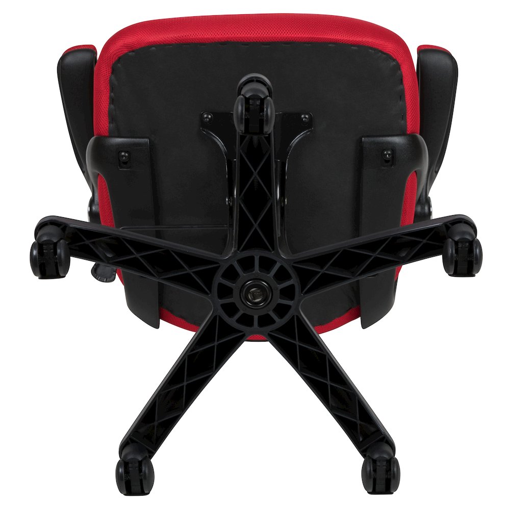 High Back Red Mesh Swivel Office Chair with Black Frame and Flip-up Arms. Picture 13