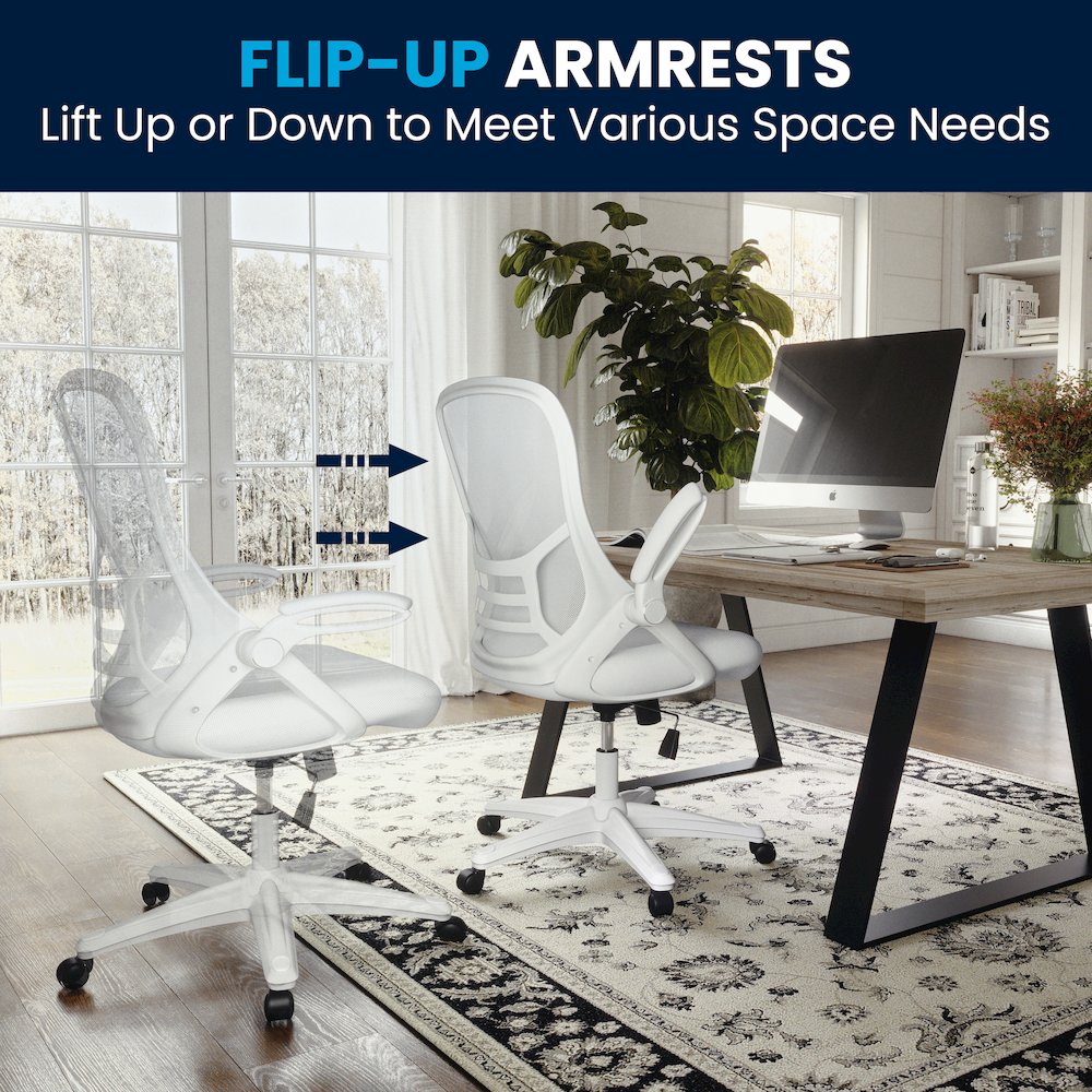 High Back White Mesh Ergonomic Swivel Office Chair. Picture 8