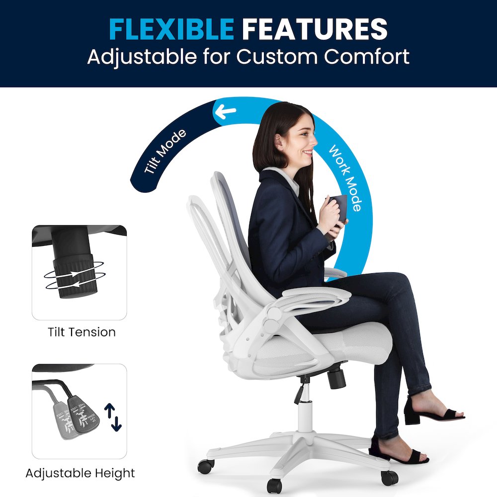 High Back White Mesh Ergonomic Swivel Office Chair. Picture 9