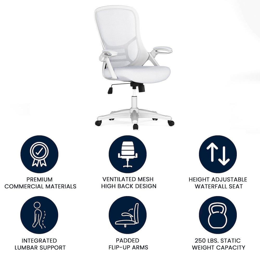 High Back White Mesh Ergonomic Swivel Office Chair. Picture 5