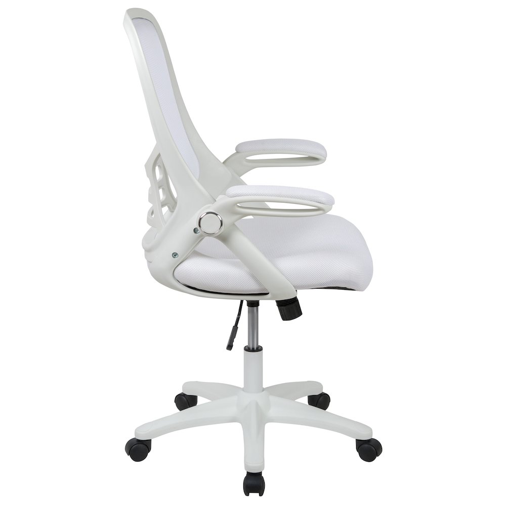 High Back White Mesh Ergonomic Swivel Office Chair. Picture 18