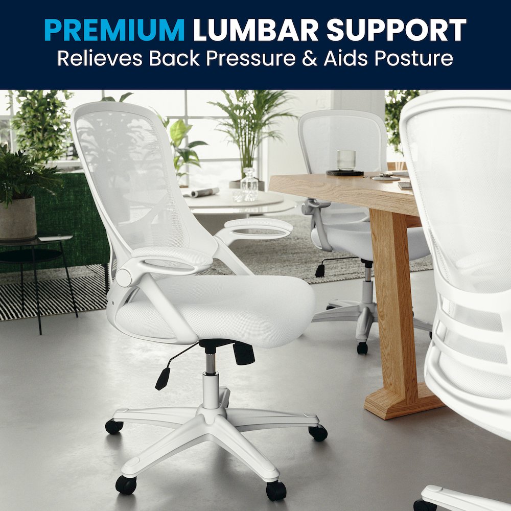 High Back White Mesh Ergonomic Swivel Office Chair. Picture 15