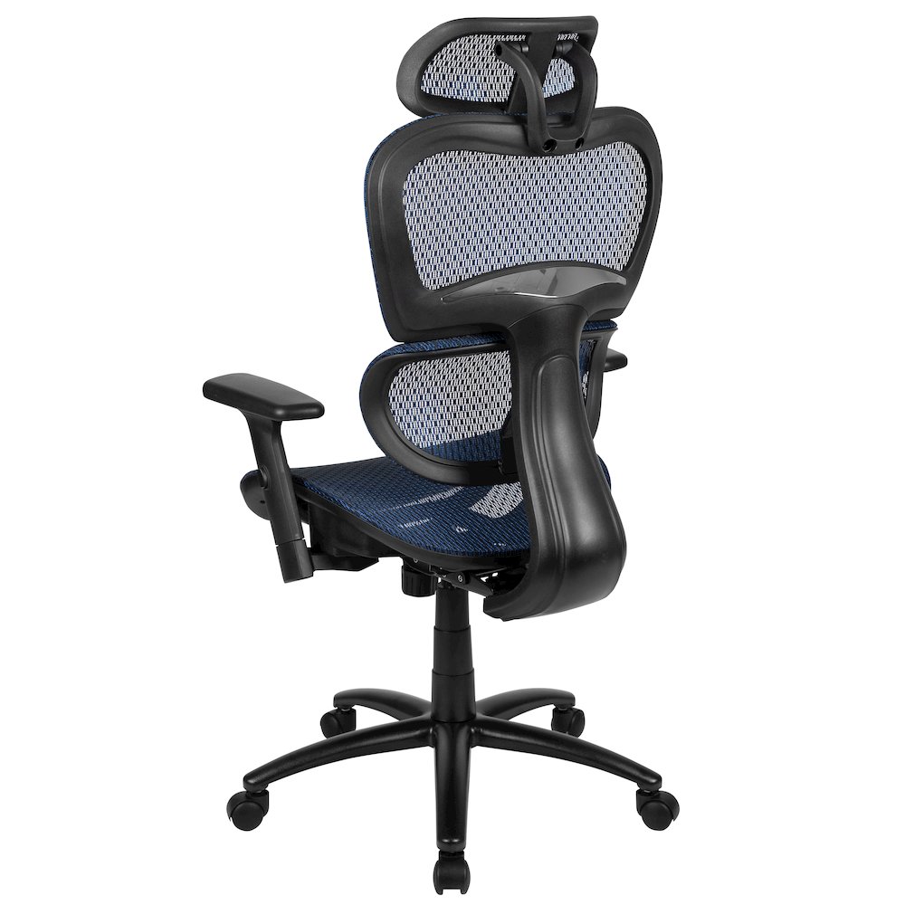 Mesh Office Chair with 2-to-1 Synchro-Tilt,  Adjustable Pivot Arms in Blue. Picture 6