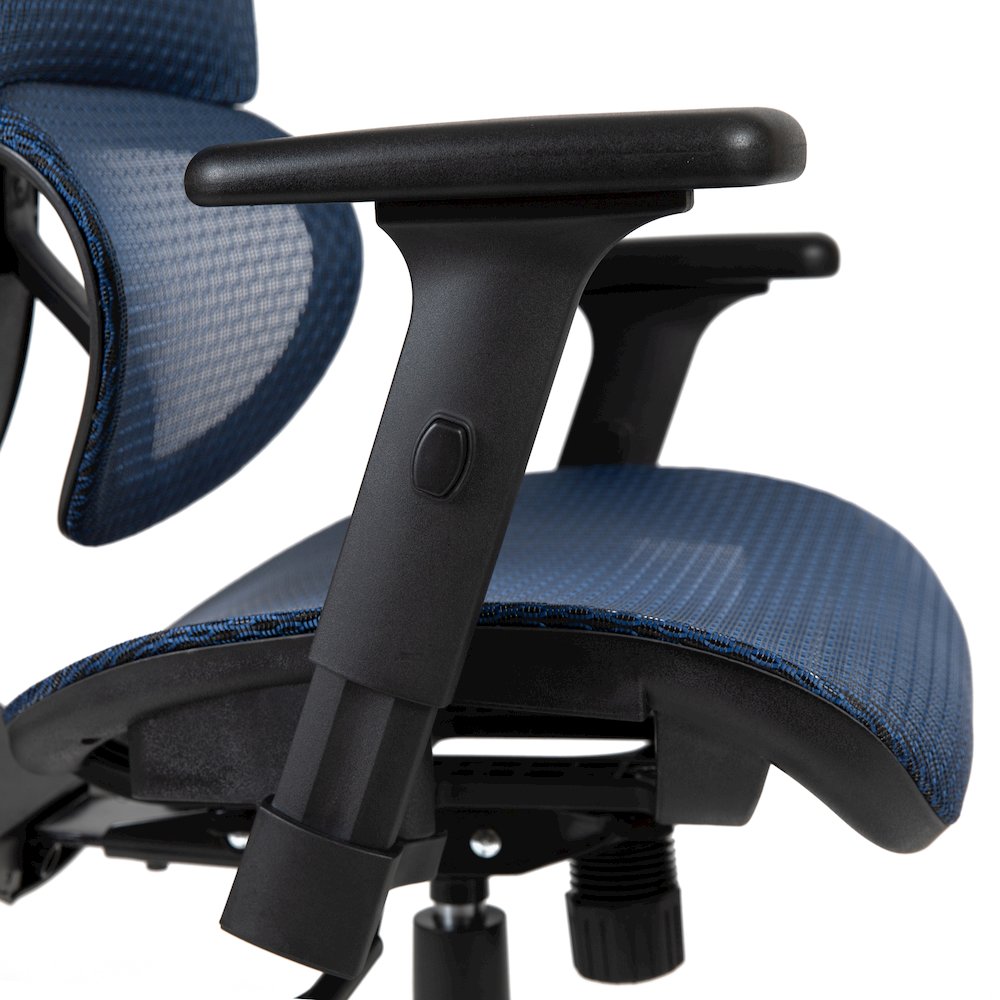 Mesh Office Chair with 2-to-1 Synchro-Tilt,  Adjustable Pivot Arms in Blue. Picture 7