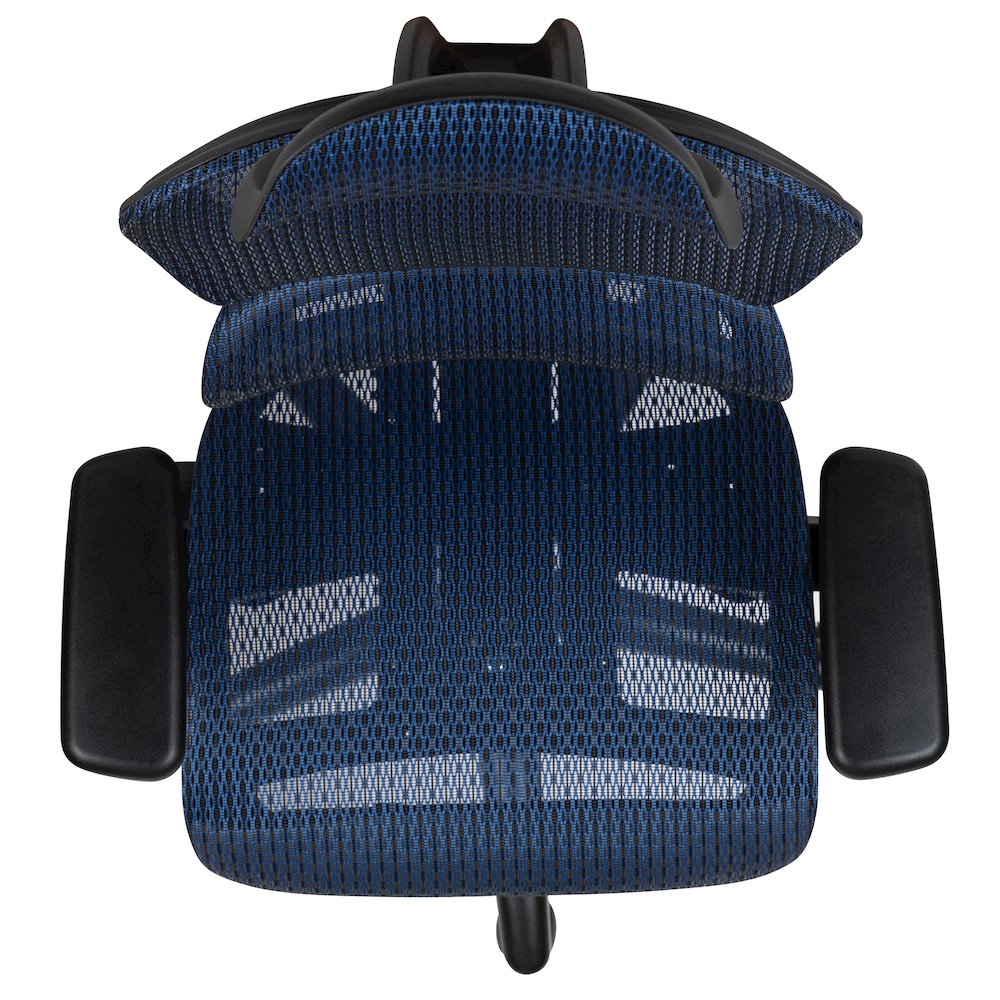 Mesh Office Chair with 2-to-1 Synchro-Tilt,  Adjustable Pivot Arms in Blue. Picture 10