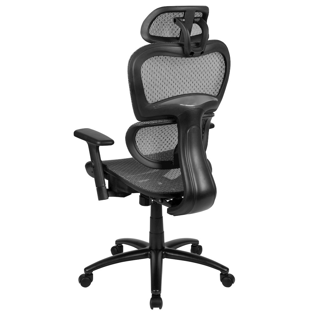 Mesh Office Chair with 2-to-1 Synchro-Tilt,  Adjustable Pivot Arms in Gray. Picture 6