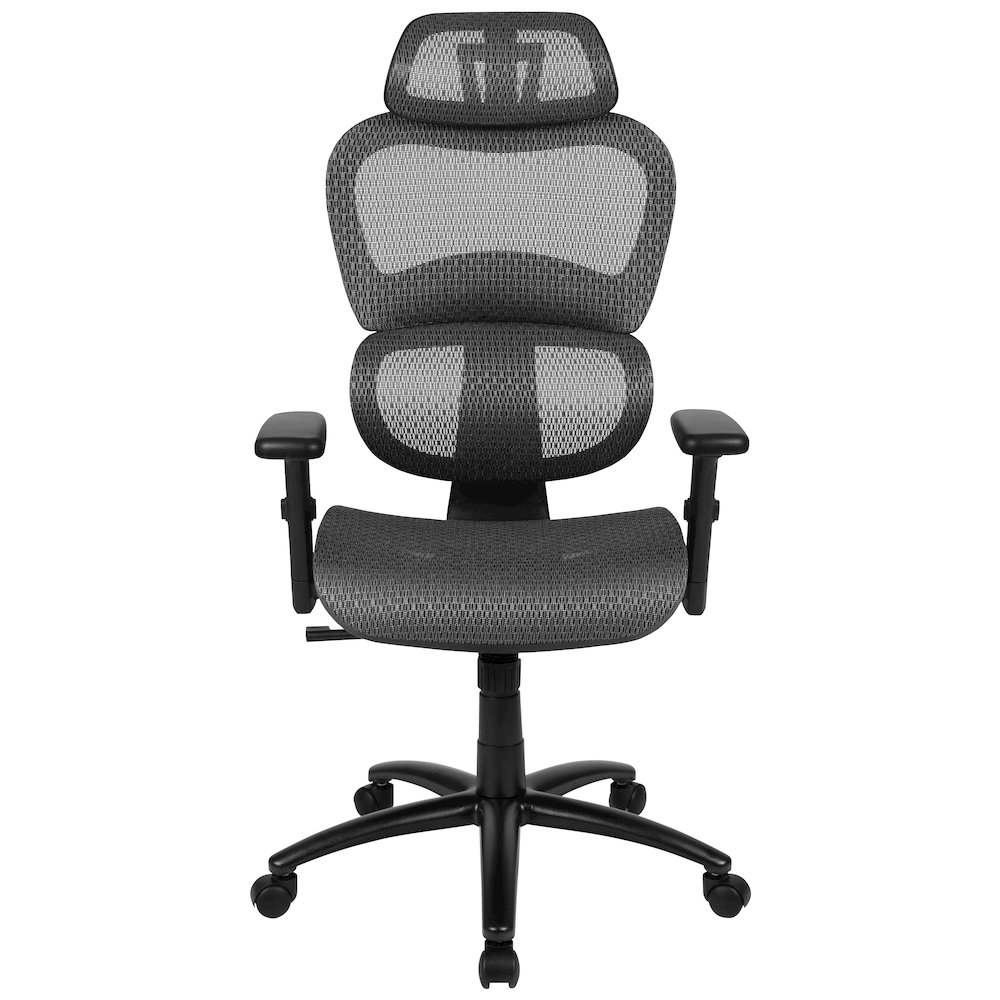 Mesh Office Chair with 2-to-1 Synchro-Tilt,  Adjustable Pivot Arms in Gray. Picture 9