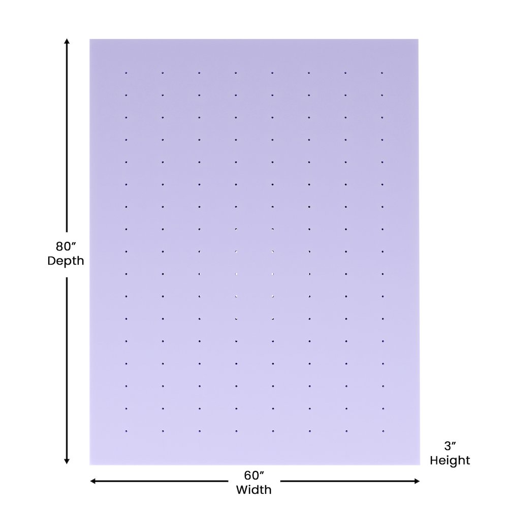 Three-Inch Lavender Infused Queen Memory Foam Mattress Topper, Purple. Picture 5