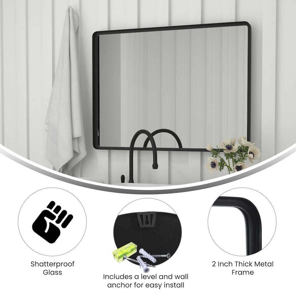 Contemporary Rectangular Deep Frame Decorative Wall Mirror. Picture 4