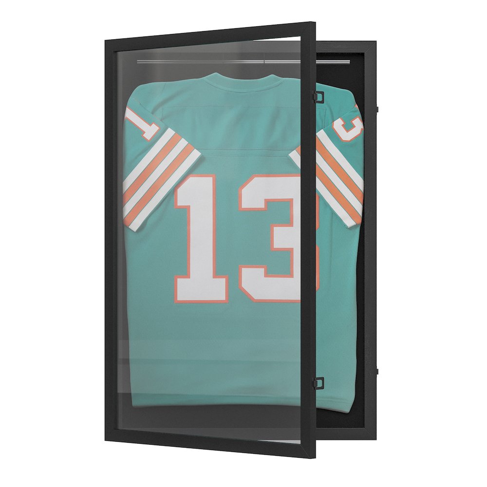 Contemporary 24 x 36 Lockable Jersey Display Case, Black. Picture 1