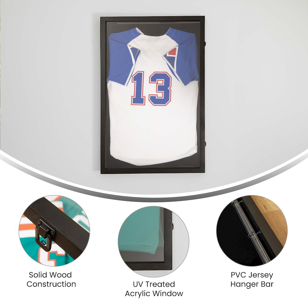 Contemporary 24 x 36 Lockable Jersey Display Case, Black. Picture 4