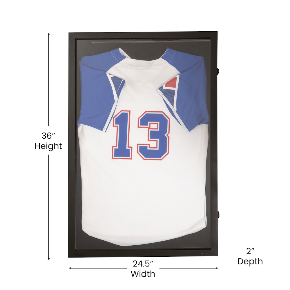 Contemporary 24 x 36 Lockable Jersey Display Case, Black. Picture 5