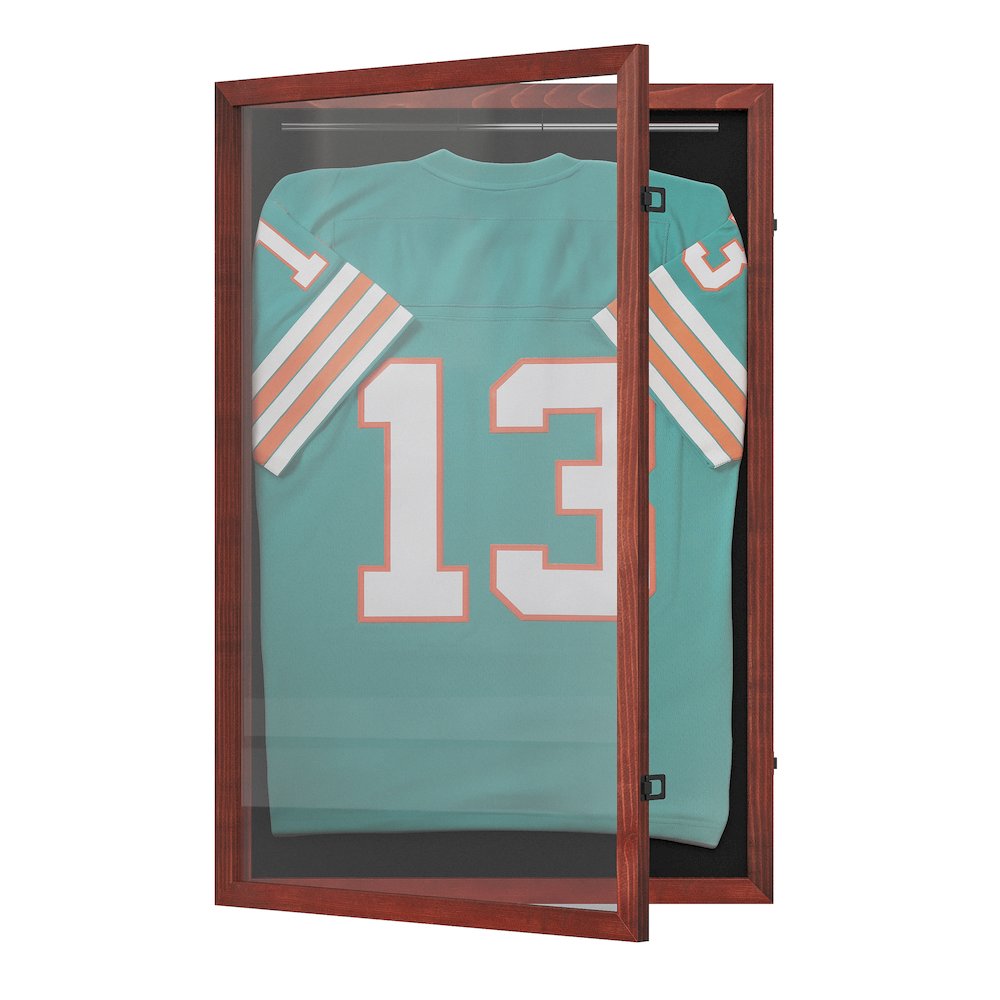 Contemporary 24 x 36 Lockable Jersey Display Case, Mahogany. Picture 1