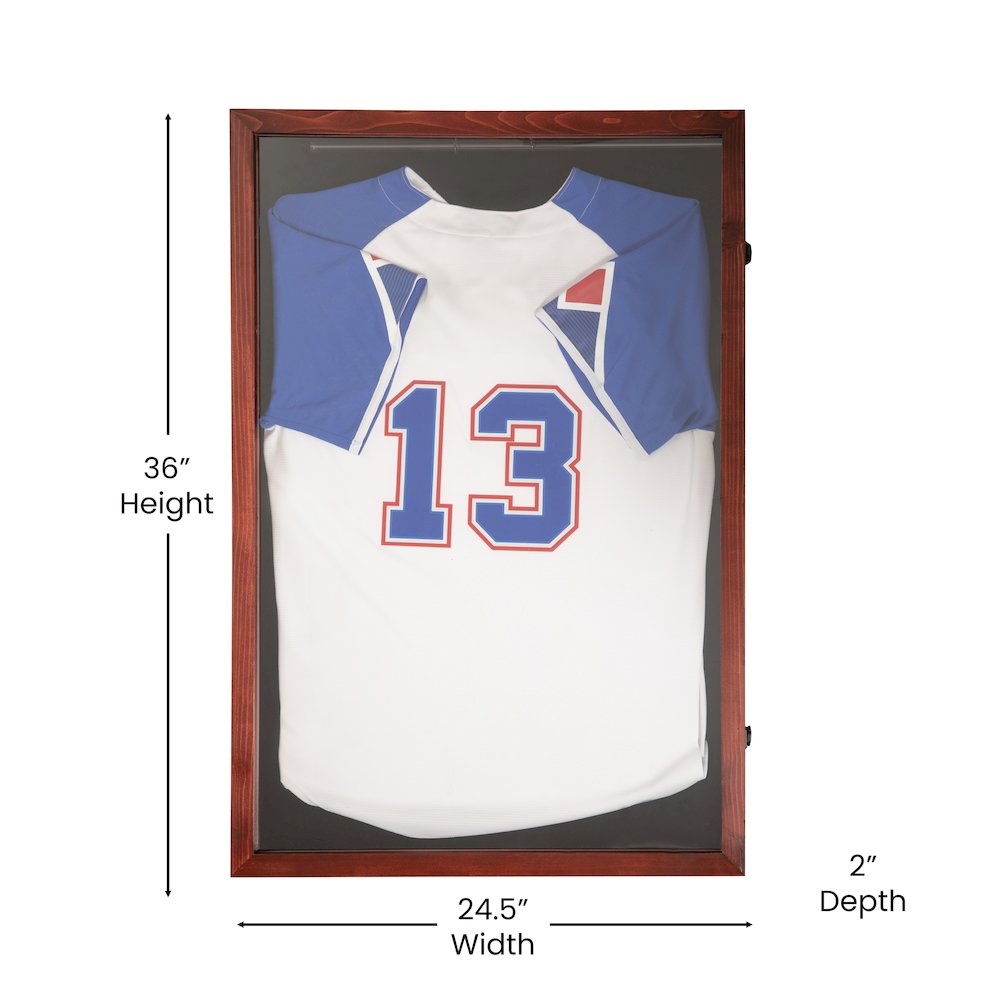 Contemporary 24 x 36 Lockable Jersey Display Case, Mahogany. Picture 5