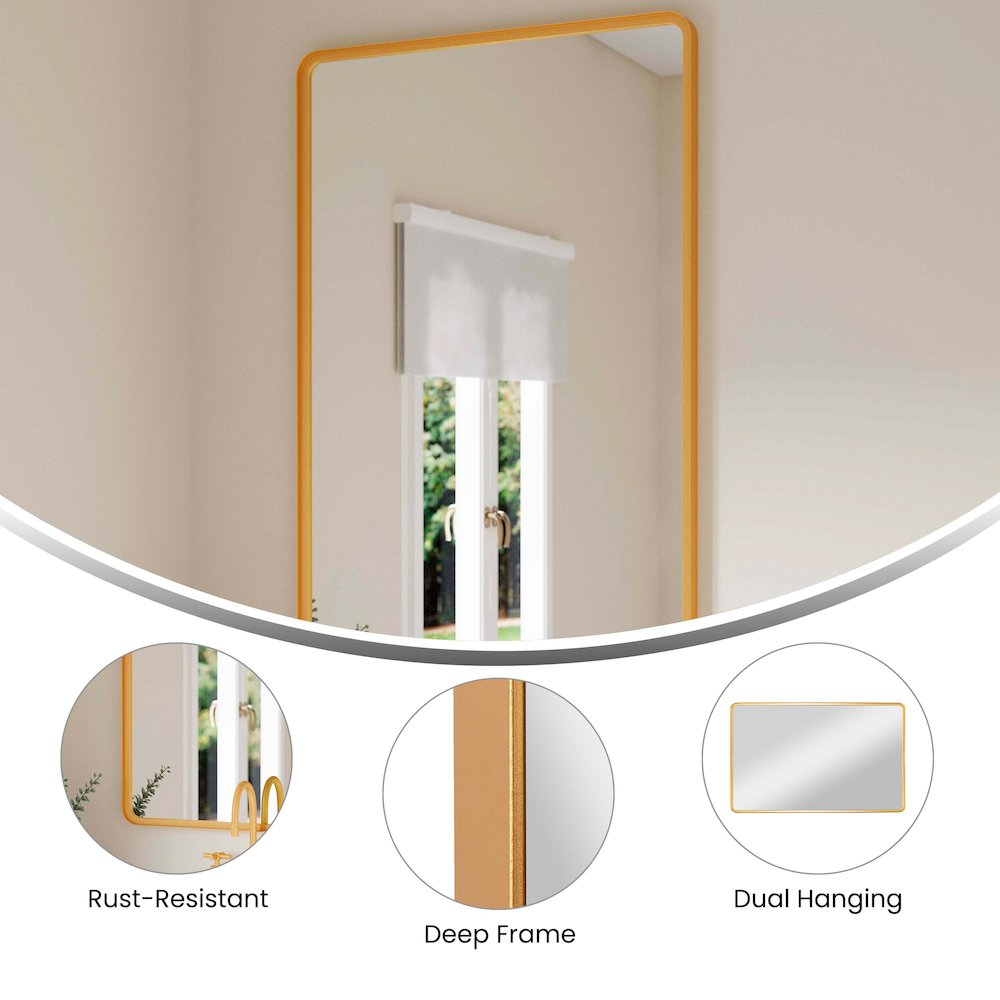 Ava 48" x 30" Metal Deep Framed Wall Mirror - Large Accent Mirror, Gold. Picture 4