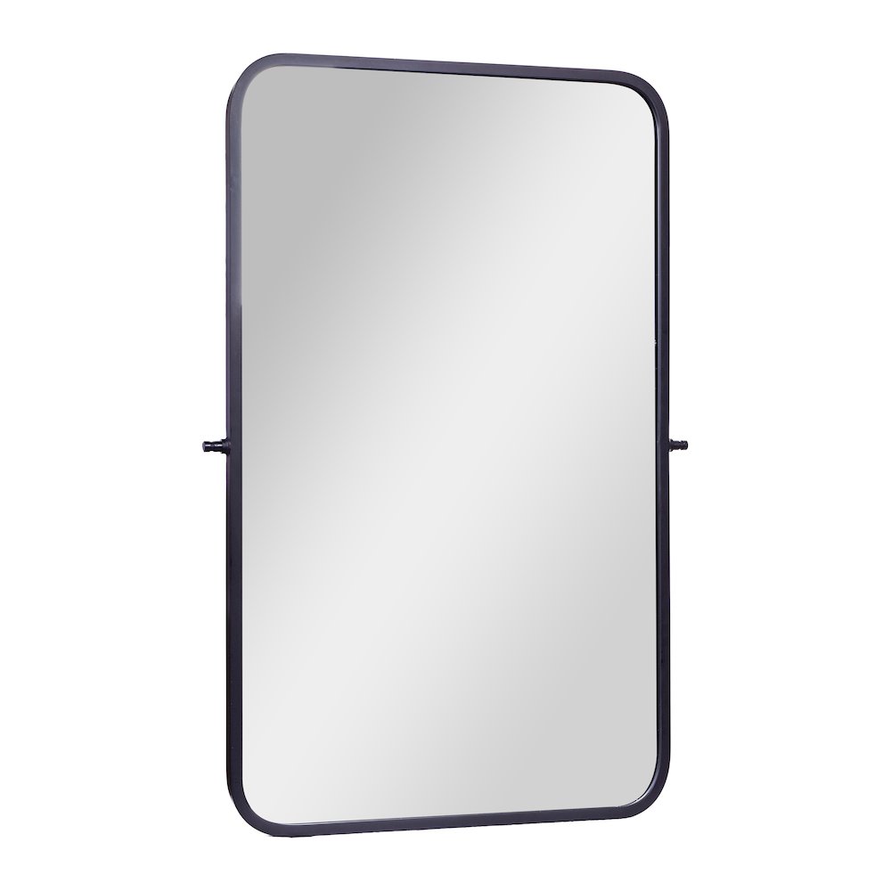 Finlay 35" x 27" Metal Pivot Wall Mirror - Large Accent Vanity Mirror, Black. Picture 1