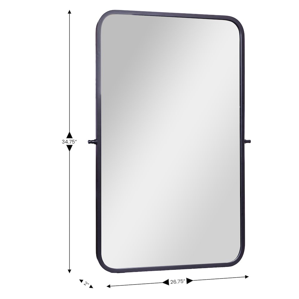 Finlay 35" x 27" Metal Pivot Wall Mirror - Large Accent Vanity Mirror, Black. Picture 5
