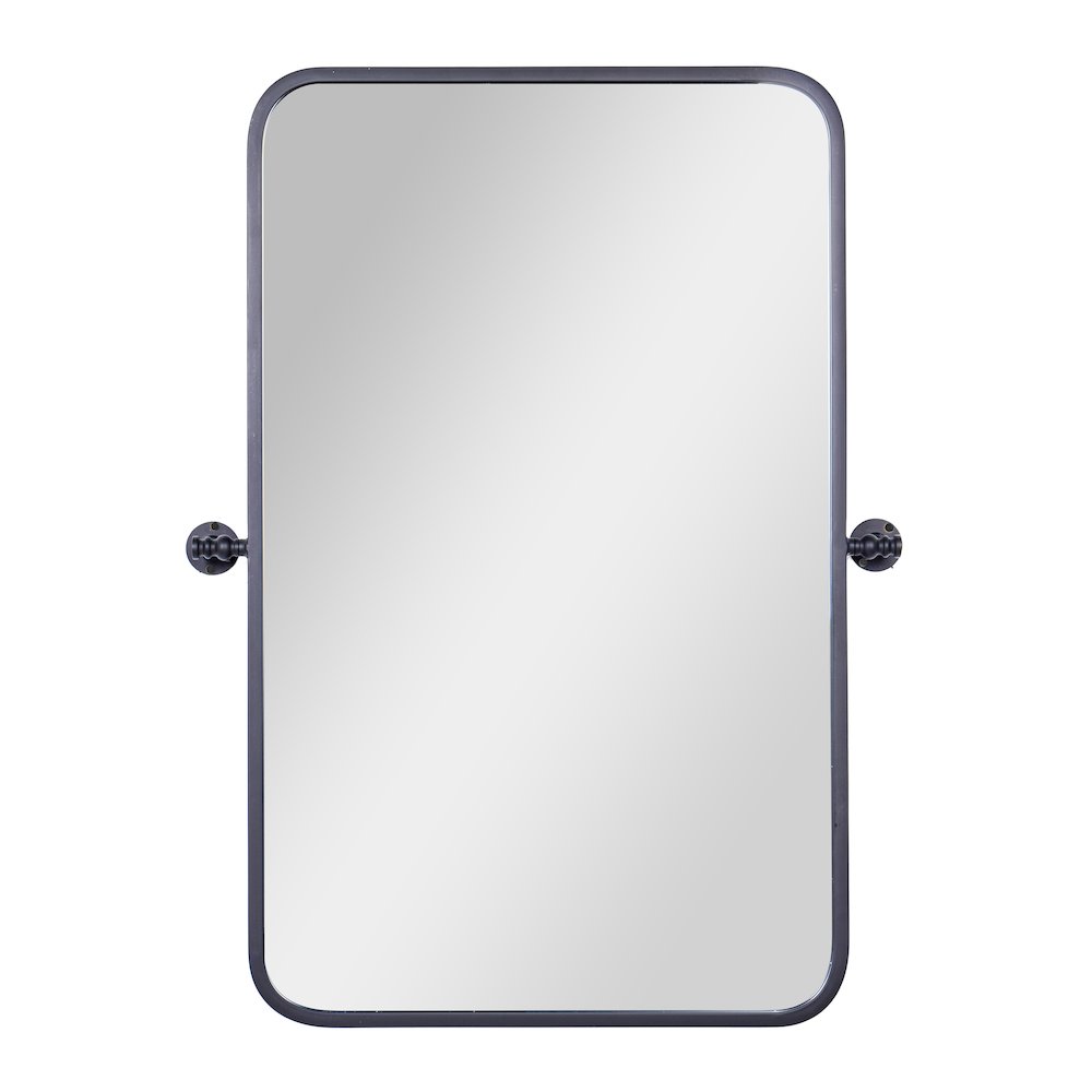 Finlay 35" x 27" Metal Pivot Wall Mirror - Large Accent Vanity Mirror, Black. Picture 11