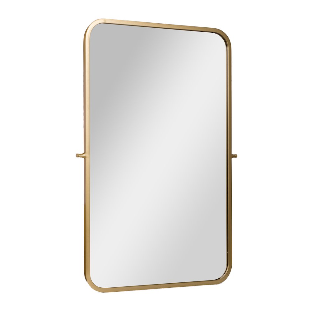 Finlay 35" x 27" Metal Pivot Wall Mirror - Large Accent Vanity Mirror, Gold. Picture 1