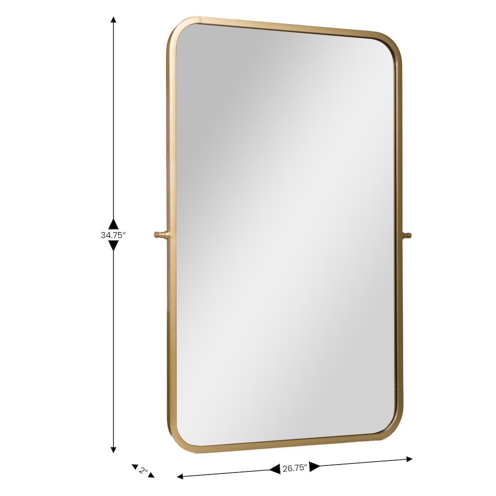 Finlay 35" x 27" Metal Pivot Wall Mirror - Large Accent Vanity Mirror, Gold. Picture 5