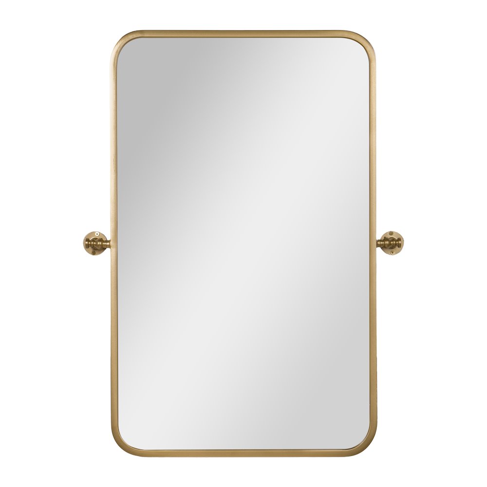 Finlay 35" x 27" Metal Pivot Wall Mirror - Large Accent Vanity Mirror, Gold. Picture 11