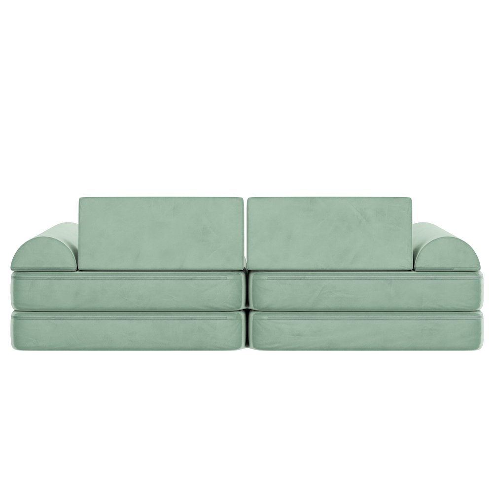 56" Modular Kids Play Couch with 6 Soft Foam Sectional Sofa Pieces in Sage. Picture 3