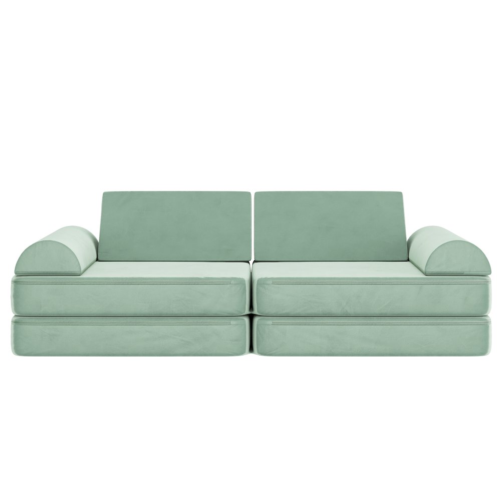 56" Modular Kids Play Couch with 6 Soft Foam Sectional Sofa Pieces in Sage. Picture 2