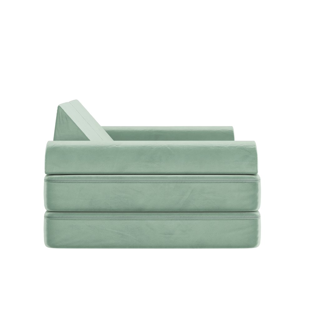 56" Modular Kids Play Couch with 6 Soft Foam Sectional Sofa Pieces in Sage. Picture 17