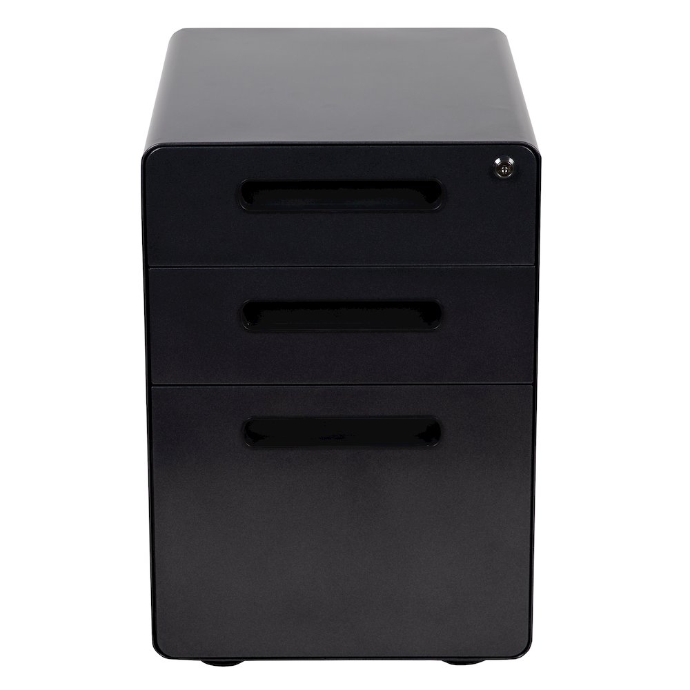 3-Drawer Mobile Locking Filing Cabinet with Anti-Tilt Mechanism, Black. Picture 10