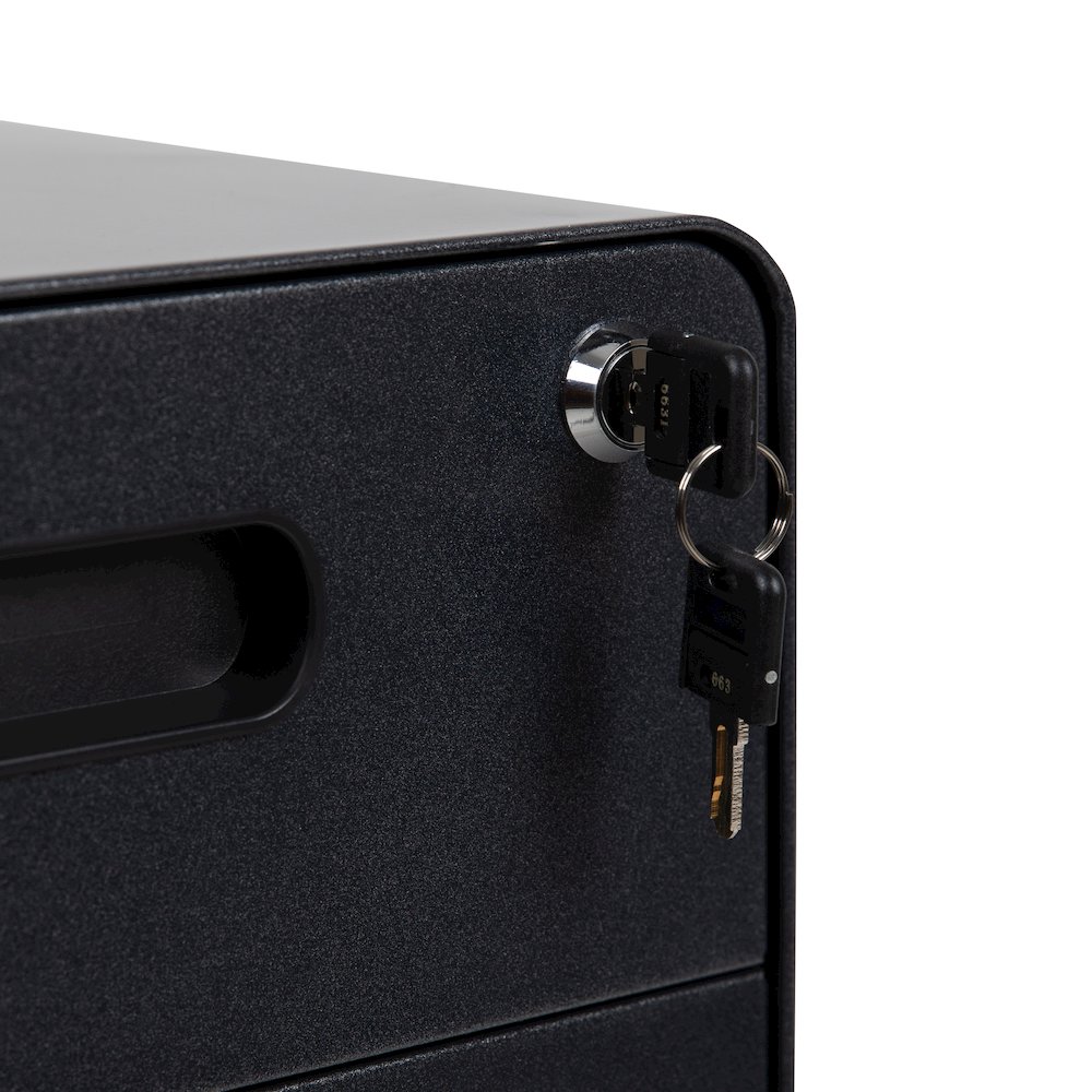 3-Drawer Mobile Locking Filing Cabinet with Anti-Tilt Mechanism, Black. Picture 13