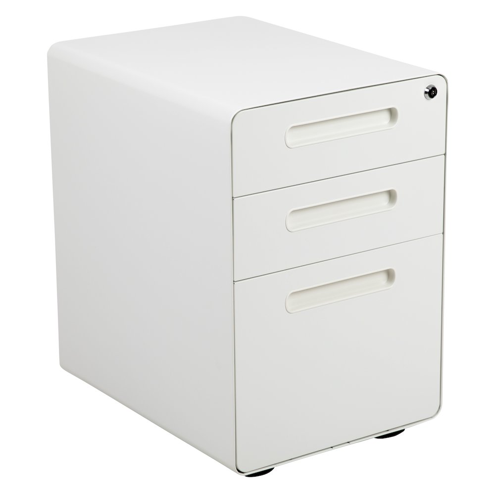 3-Drawer Mobile Locking Filing Cabinet with Anti-Tilt Mechanism, White. Picture 1
