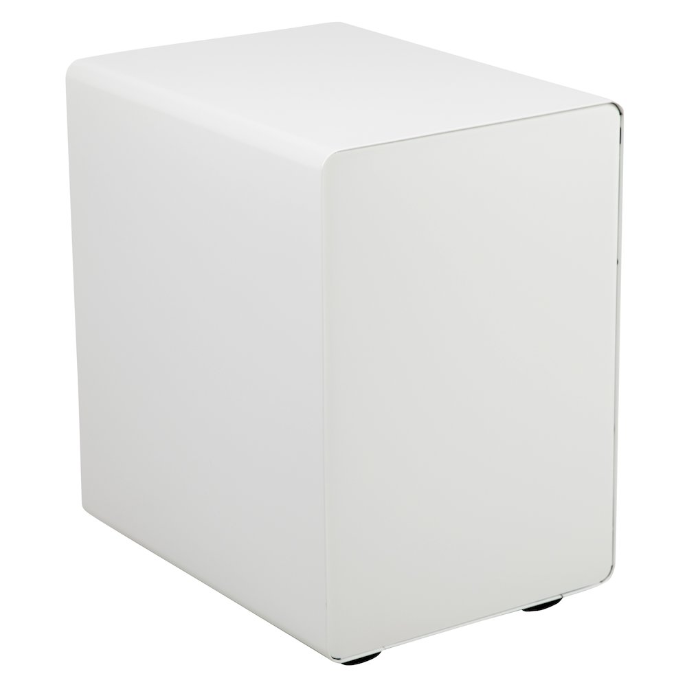 3-Drawer Mobile Locking Filing Cabinet, White with Red Faceplate. Picture 7