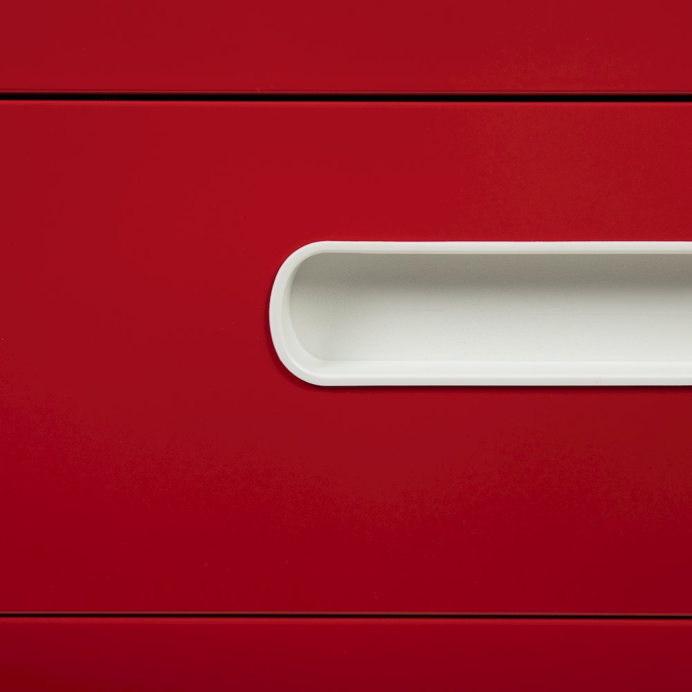 3-Drawer Mobile Locking Filing Cabinet, White with Red Faceplate. Picture 14